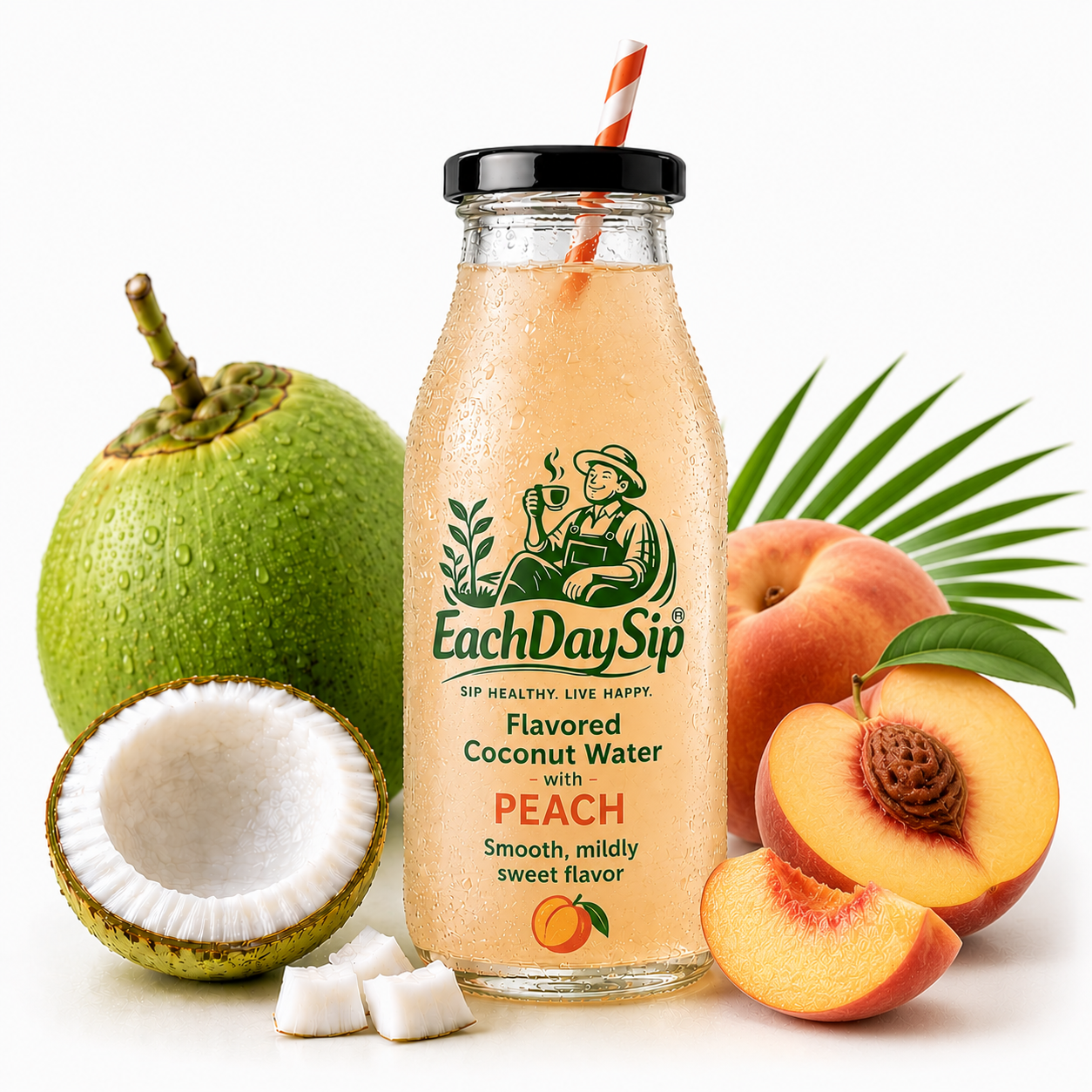 Coconut Water with Peach | Smooth & Refreshing Hydration Drink | 200ml | EachDaySip