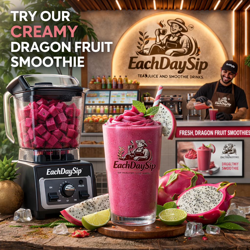 EachDaySip Creamy Dragon Fruit Smoothie – Exotic & Healthy Drink