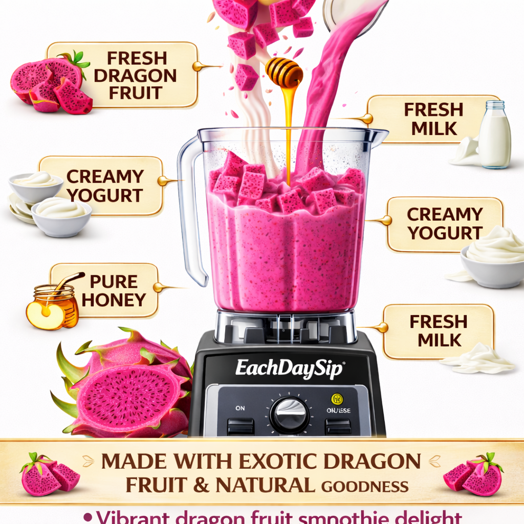 EachDaySip Creamy Dragon Fruit Smoothie – Exotic & Healthy Drink