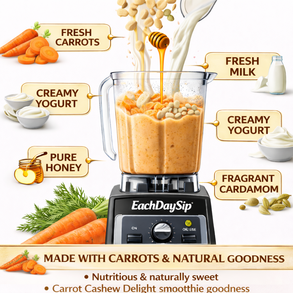 EachDaySip Carrot Cashew Delight™ – Creamy Nutritious Energy Drink
