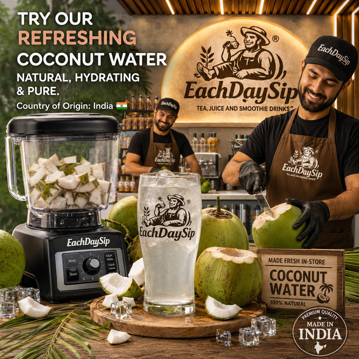 Natural Tender Coconut Water | 100% Pure Hydration Drink | 200ml | EachDaySip