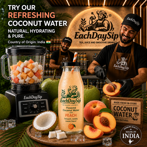 Coconut Water with Peach | Smooth & Refreshing Hydration Drink | 200ml | EachDaySip