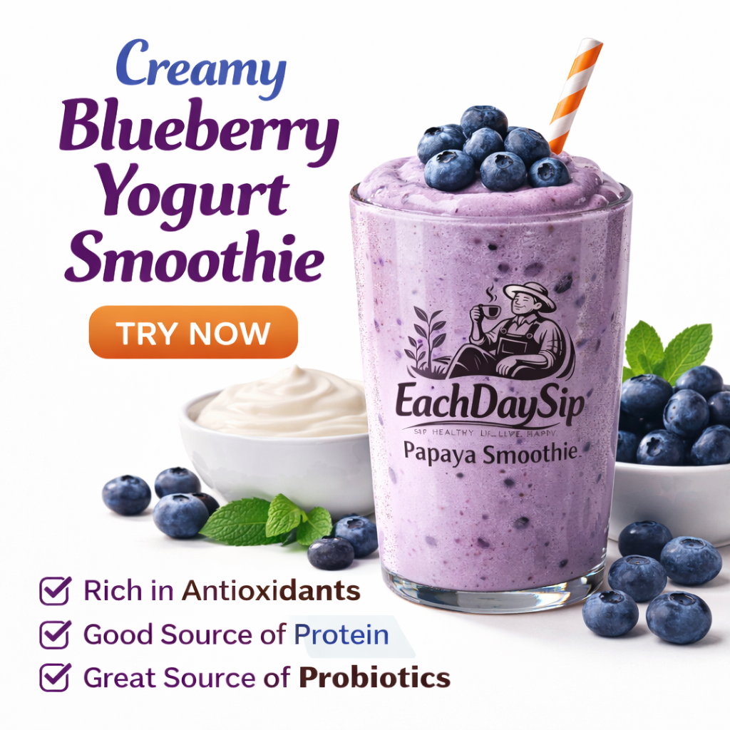 EachDaySip™ Creamy Blueberry Yogurt Smoothie – Fresh & Healthy Drink