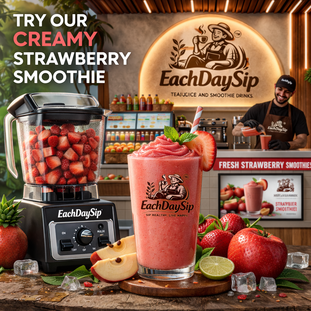 EachDaySip Creamy Strawberry Smoothie – Fresh & Healthy Fruit Drink