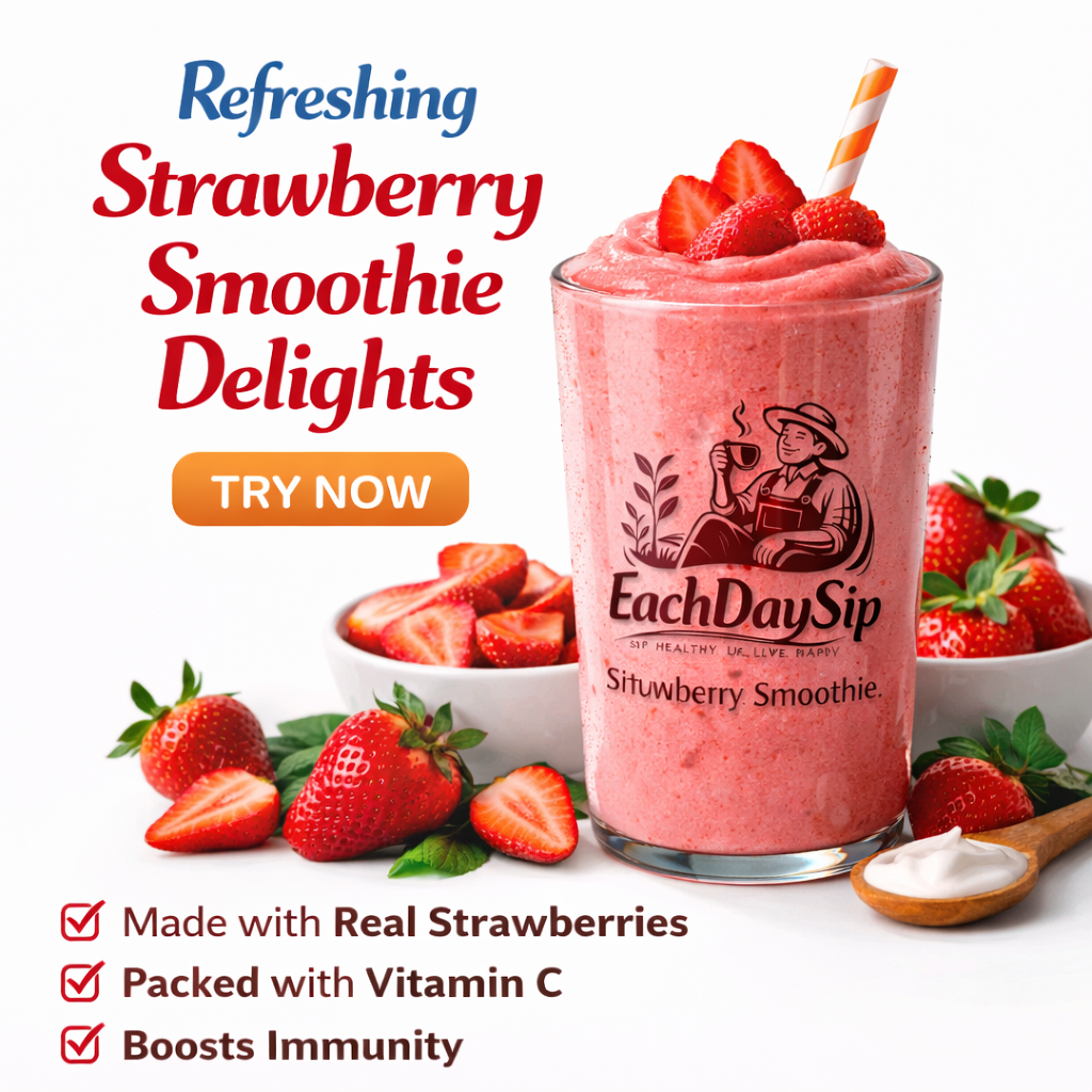 EachDaySip Creamy Strawberry Smoothie – Fresh & Healthy Fruit Drink